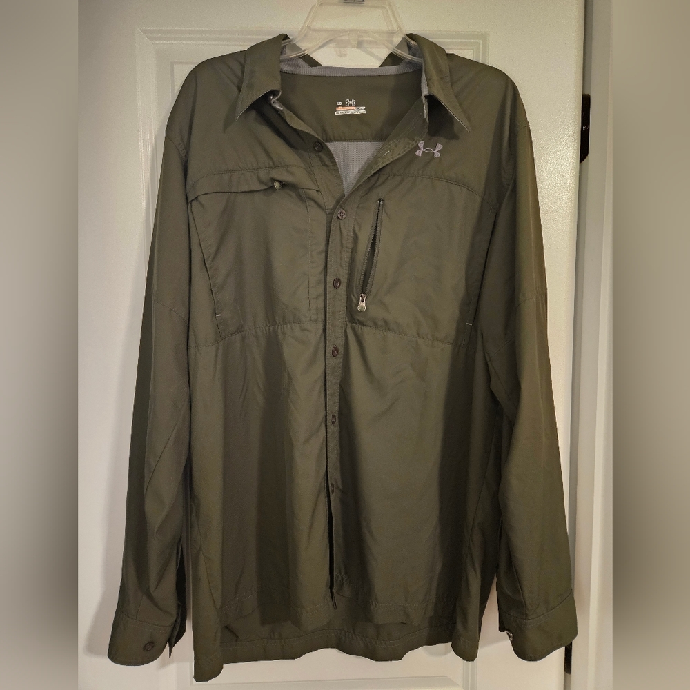 Under Armour All Season Gear, Large, Green, Fishing Shirt